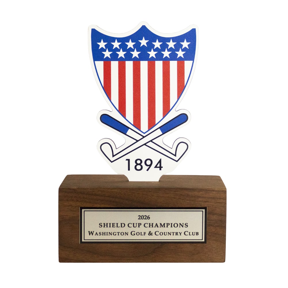 UPVC Logo on Walnut Base