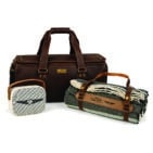 Leather Luggage Duffel Bag, Travel Blanket & Portable Speaker Set